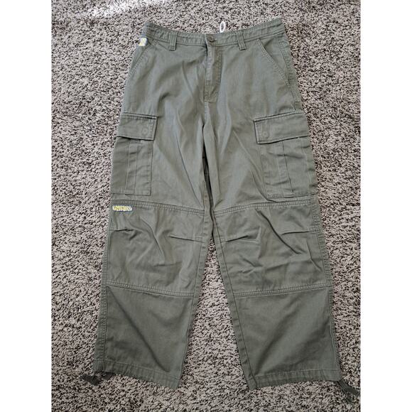 EMPYRE - Olive Green Army Cargo Relaxed Loose Pants Mens 30 Waist Draw String - Picture 1 of 10